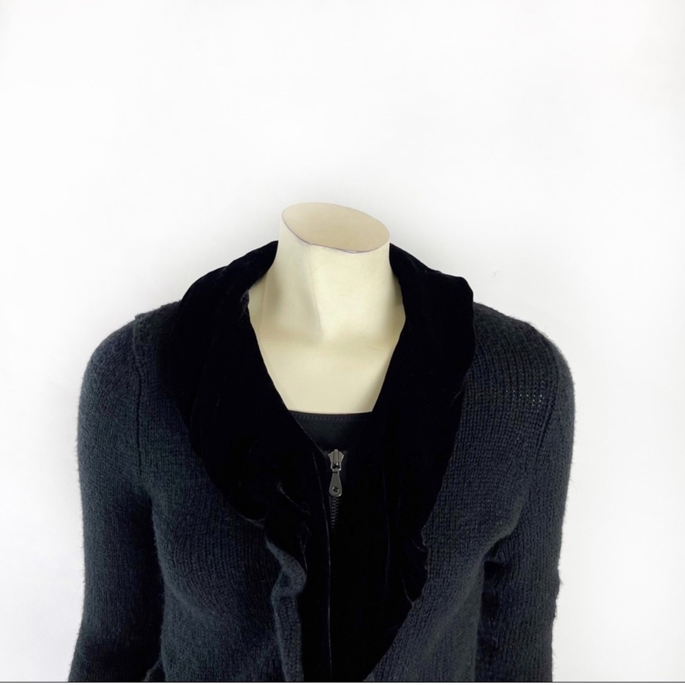 Magaschoni knitted wool black ruffled sweater size XS - Picture 6 of 7